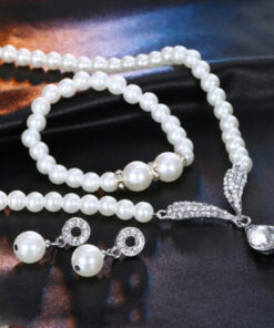 Adorable AD & Pearl Studded Mesmerizing Necklace Set with Bracelet for Women and Girls