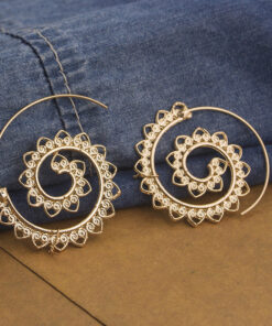 Spiral Gold Plated Circular Hoop Earrings