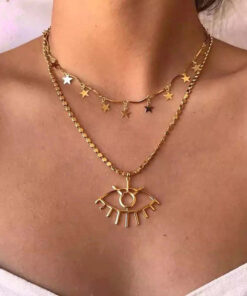Wonderful Eyes Design Gold Plated Necklace For Women
