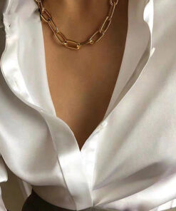 Glitzy Bold Chain Gold Plated Necklace For Women