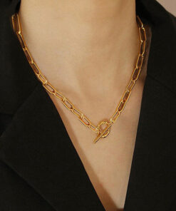 Amazing Lock Bold Gold Plated Necklace For Women