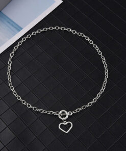 Heart Silver Plated Single Chain Necklace Jewellery For Women