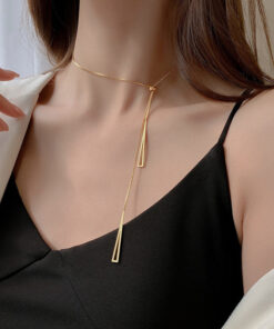 Stainless Steel Gold Plated Stainless Steel Geometric Tassel Pull-Out Anti-Tarnish Necklace