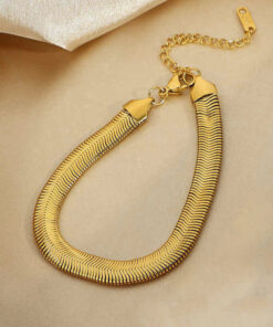 Gold Plated Anti Tarnish Stainless Steel Flat Snake Chain Wraparound Bracelet