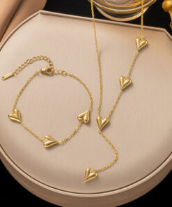 Gold-Plated Anti Tarnish Heart Themed Jewellery Set