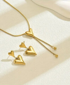 Gold-Plated Anti Tarnish Heart Themed Jewellery Set