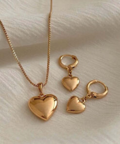 Gold-Plated Anti Tarnish Heart Themed Jewellery Set