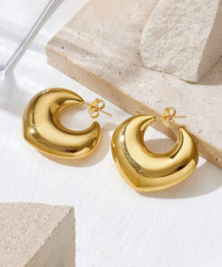 Gold Plated Anti Tarnish Chunky Statement Hoop Earrings