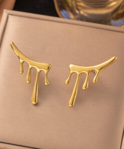 Gold Plated Stainless Steel Anti Tarnish Irregular Stud Earrings