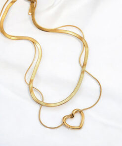 Gold-Plated Anti Tarnish Heart Themed Layered Necklace