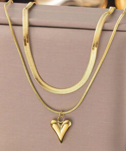 Gold-Plated Anti Tarnish Heart Themed Layered Necklace