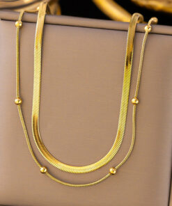 Gold-Plated Anti Tarnish Chain Layered Necklace