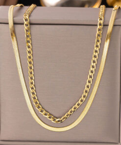 Gold-Plated Anti Tarnish Chain Layered Necklace