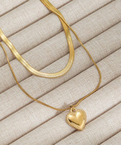 Gold-Plated Anti Tarnish Heart Themed Layered Necklace