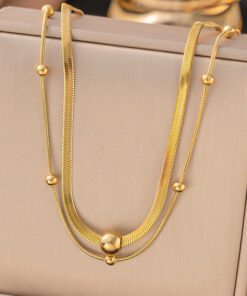 Gold Plated Stainless Steel Anti Tarnish Snake chain Geometric Necklace For Women