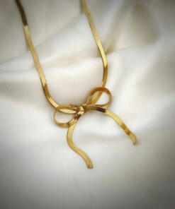 Gold-Plated Anti Tarnish Infinity Bow Choker Necklace