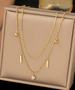 Gold Plated Anti Tarnish Stainless Steel Geometrical Necklace