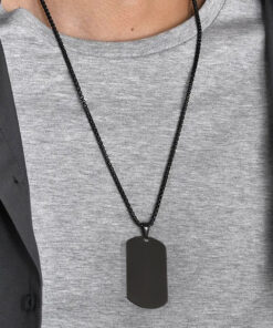 Black Silver Plated Stainless Steel Anti Tarnish Rectangular Hip Hop Party Pendant