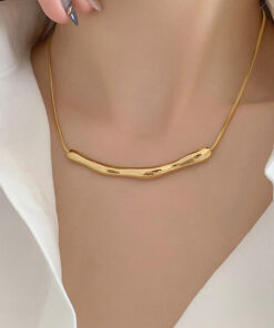 Gold Plated Stainless Steel Anti Tarnish Arc Chain Necklace For Women
