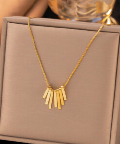 Gold Plated Anti Tarnish Stainless Steel Dangling Stripes Pendant