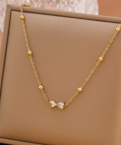 Gold Plated Anti Tarnish Stainless Steel Bow Themed Pendant