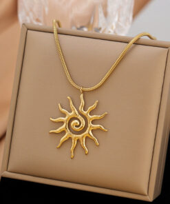 Gold Plated Anti Tarnish Stainless Steel Sun Shaped Pendant