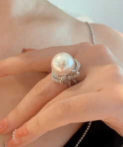 Silver Plated Anti Tarnish Pearl Studded Contemporary Styled Finger Ring