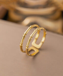 Gold Plated Anti Tarnish Stainless Steel Contemporary Adjustable Finger Ring