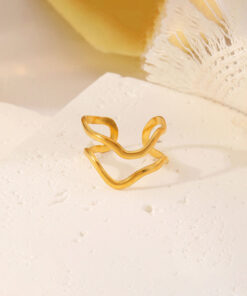 Gold Plated Anti Tarnish Stainless Steel Contemporary Adjustable Finger Ring