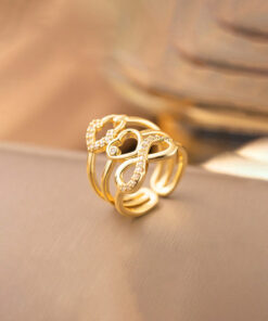 Gold Plated Anti Tarnish Stainless Steel Infinity Heart Themed Ring