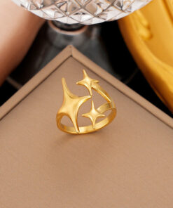 Gold Plated Anti Tarnish Stainless Steel Star Themed Ring