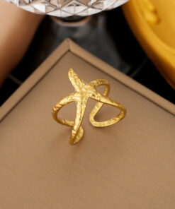 Gold Plated Anti Tarnish Stainless Steel Star Themed Contemporary Ring