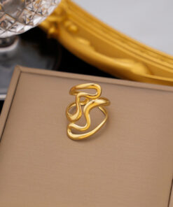 Gold Plated Anti Tarnish Stainless Steel Irregular Contemporary Ring