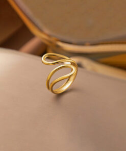 Gold Plated Anti Tarnish Stainless Steel Contemporary Adjustable Finger Ring