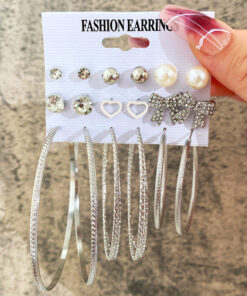 Amazing Pearl and AD Heart Note Fabulous Stud and Hoop Earrings For Women