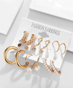 AD and Pearl Gold Plated Jewellery Earrings Combo For Women