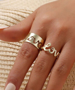 Gold Plated Stackable Love Rings Combo of 2 For Women