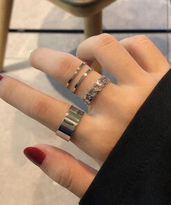 Silver Plated Contemporary Stackable Rings Set of 3 For Women