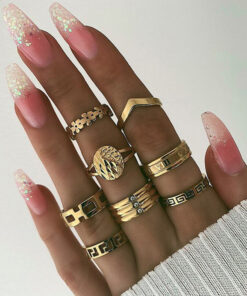Contemporary Stackable Rings Set of 8 For Women