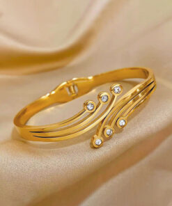 Gold Plated Stainless Steel Contemporary Anti Tarnish Geometric Bracelet