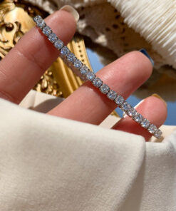 Silver Plated Round Cut Cubic Zirconia White Matrix Anti Tarnish Tennis Bracelet