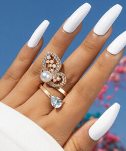 Gold Plated Half Butterfly Inspired Stone Studded Cocktail Ring